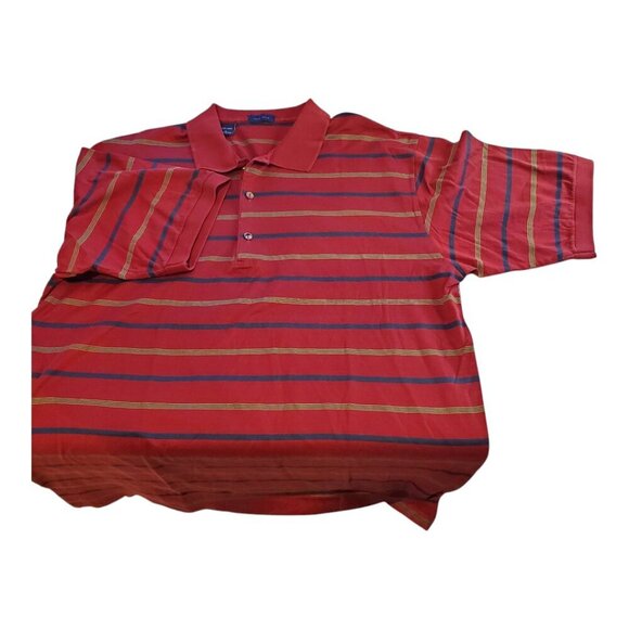 JEFF ROSE SZ L Italian made Mens Stripe 100% Cotton Knit Golf Short Sleeve Polo - Picture 6 of 8